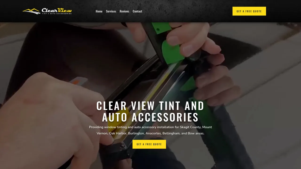 Clearview Auto Tint website home page