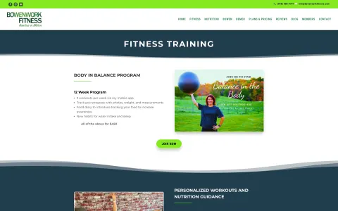 Bowenwork Fitness website Fitness Training page