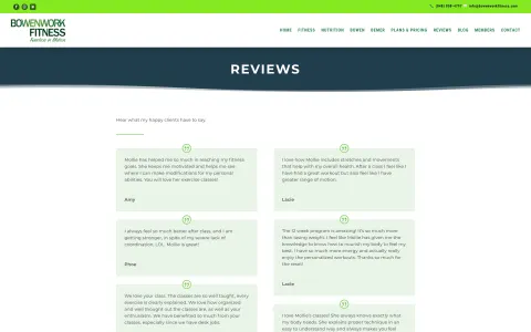 Bowenwork Fitness website Reviews page