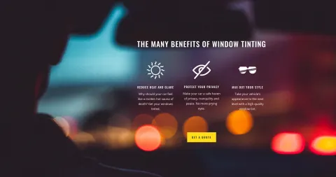 Clearview Auto Tint website home page, benefits of window tinting